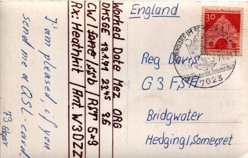 Shortwave station postcard back
