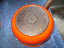 Base of Le Creuset pan